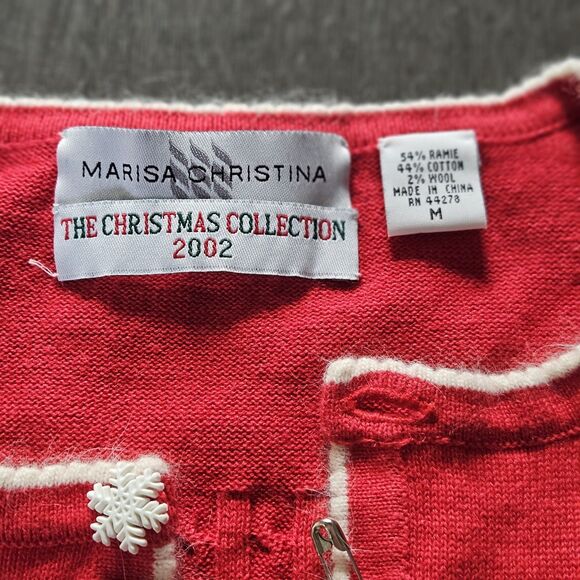 Marissa Christina Christmas Cardigan Sweater Snowflake Skating Snowman Size M - Picture 6 of 10